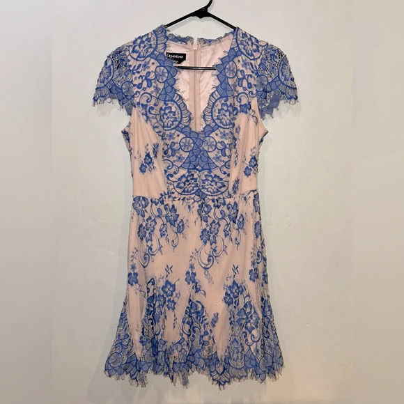 Bebe Valorie Blue Lace Godet Skater Dress. Women’s Size 6. Excellent Condition. - Picture 4 of 8